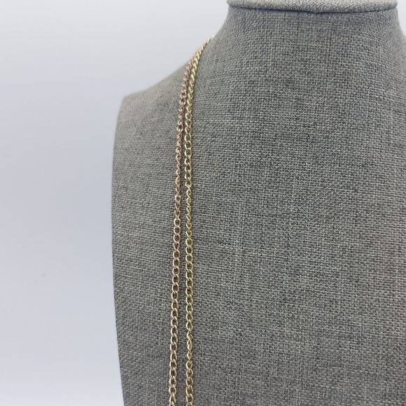 NY New York Necklace  Gold Toned Chain Filigree Framed Faceted Resin Double Stra - Picture 4 of 7